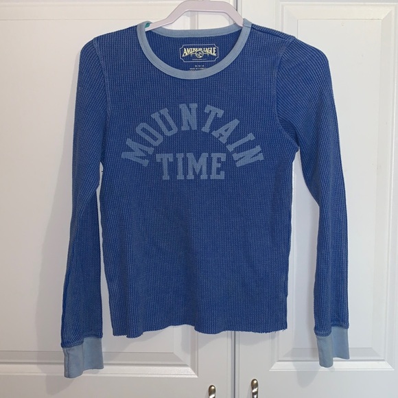 American Eagle Outfitters Tops - AE Blue Waffle Knit Layering Tee